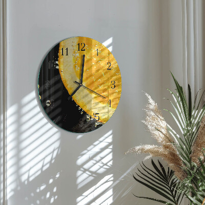 Runde wanduhr aus glas Zitrusfrüchte