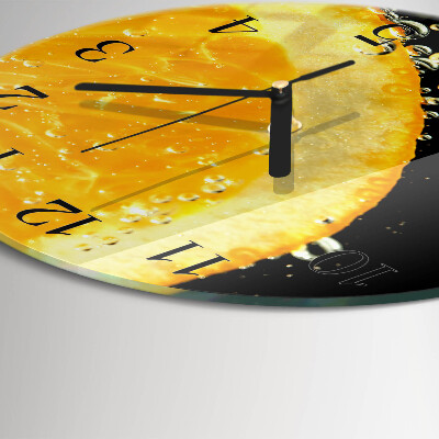 Runde wanduhr aus glas Zitrusfrüchte