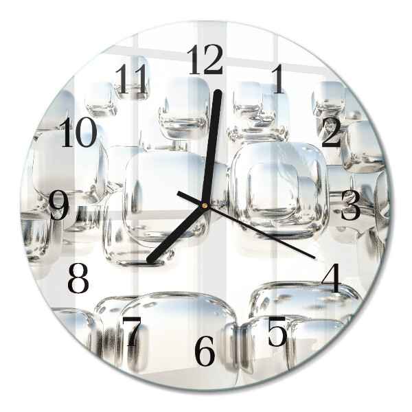Wanduhr glas rund 3D-Würfel