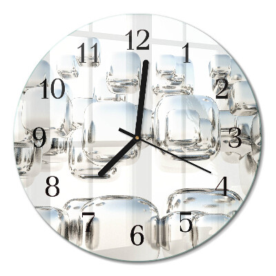 Wanduhr glas rund 3D-Würfel