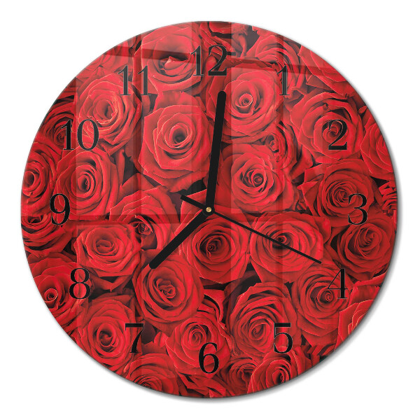 Runde wanduhr aus glas Rosen