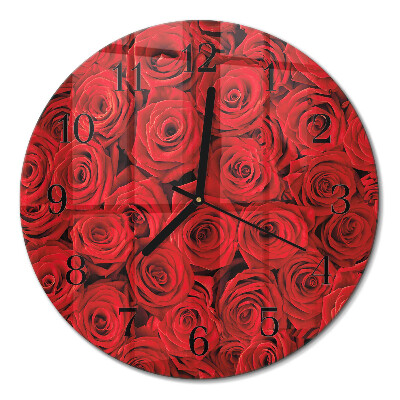 Runde wanduhr aus glas Rosen