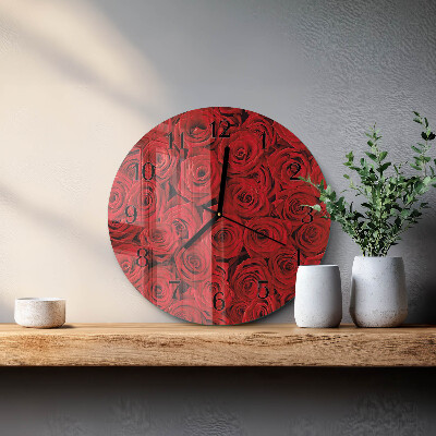 Runde wanduhr aus glas Rosen