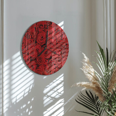 Runde wanduhr aus glas Rosen