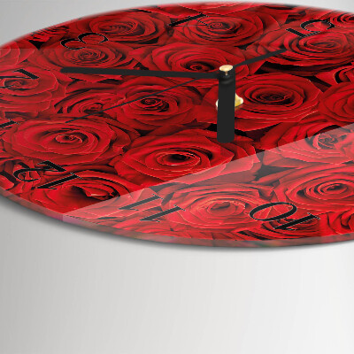 Runde wanduhr aus glas Rosen