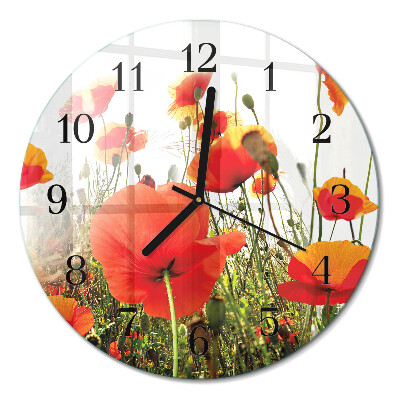 Runde wanduhr Mohnblumen