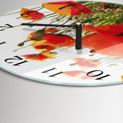 Runde wanduhr Mohnblumen