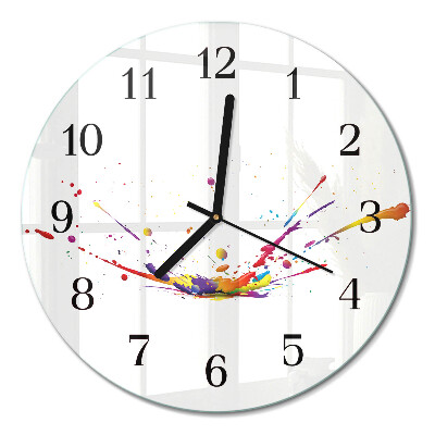 Runde wanduhr aus glas Flecken