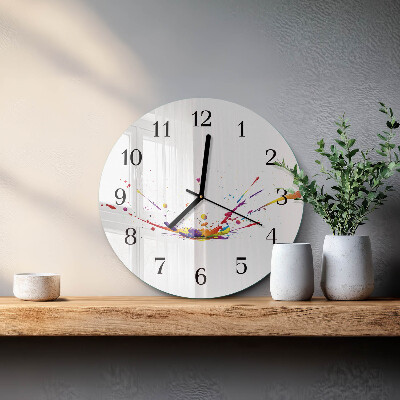 Runde wanduhr aus glas Flecken