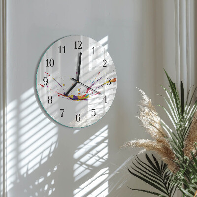 Runde wanduhr aus glas Flecken