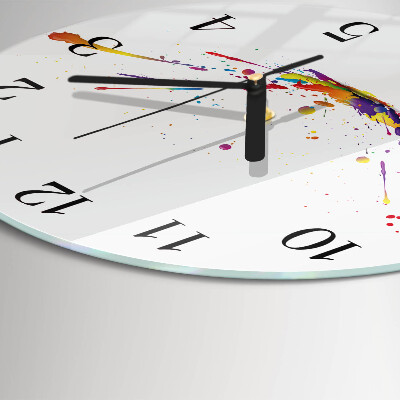 Runde wanduhr aus glas Flecken