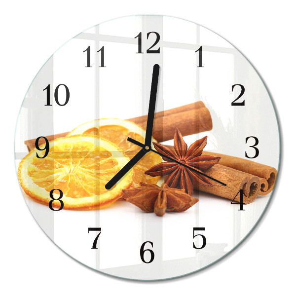 Glas wanduhr mit motiv rund Vanille mit Zitrone