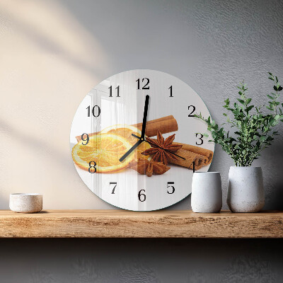 Glas wanduhr mit motiv rund Vanille mit Zitrone