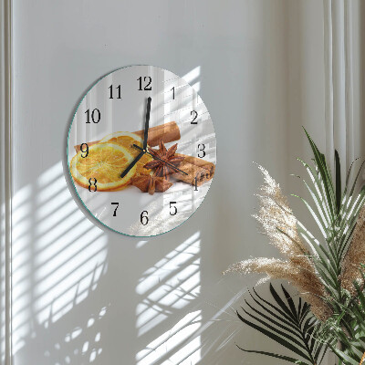 Glas wanduhr mit motiv rund Vanille mit Zitrone