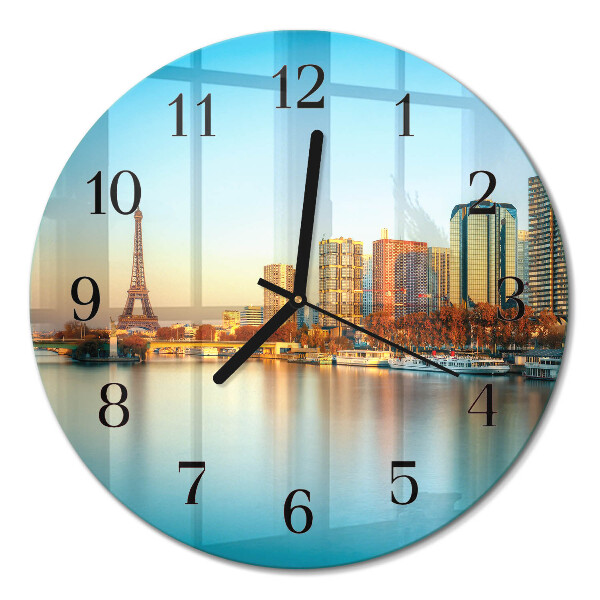 Wanduhr glas rund Eiffelturm Paris