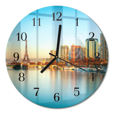 Wanduhr glas rund Eiffelturm Paris