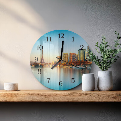 Wanduhr glas rund Eiffelturm Paris