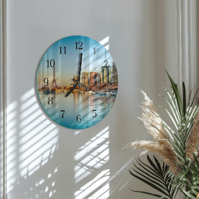 Wanduhr glas rund Eiffelturm Paris