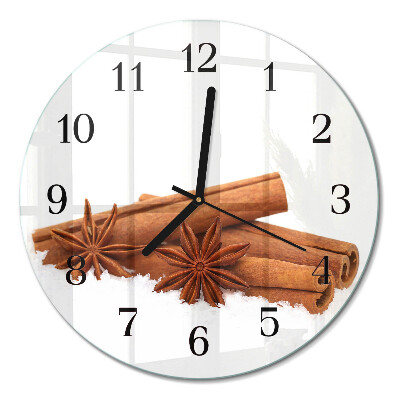 Wanduhr glas rund Vanille