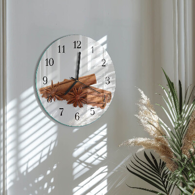 Wanduhr glas rund Vanille