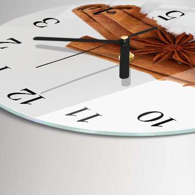 Wanduhr glas rund Vanille