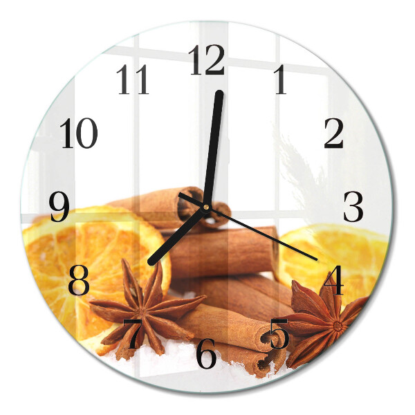 Runde wanduhr aus glas Vanille mit Zitrone