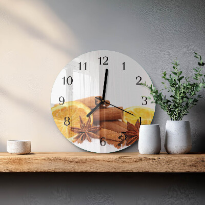 Runde wanduhr aus glas Vanille mit Zitrone