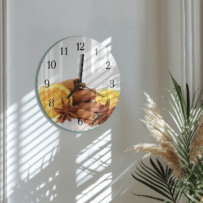 Runde wanduhr aus glas Vanille mit Zitrone
