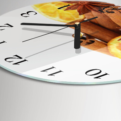 Runde wanduhr aus glas Vanille mit Zitrone