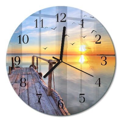 Glas wanduhr mit motiv rund Pier