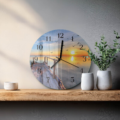 Glas wanduhr mit motiv rund Pier