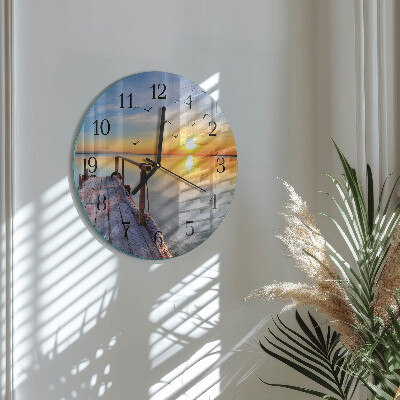 Glas wanduhr mit motiv rund Pier