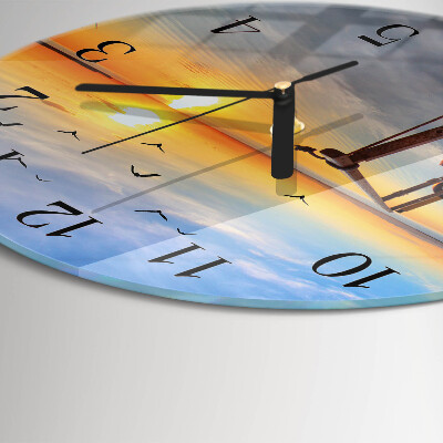 Glas wanduhr mit motiv rund Pier