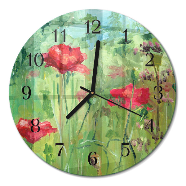Runde wanduhr Mohnblumen