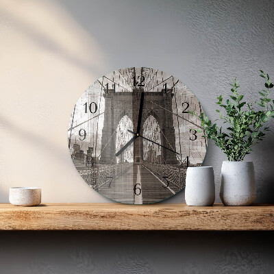 Glas wanduhr mit motiv rund Brücke