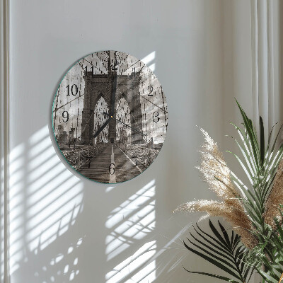 Glas wanduhr mit motiv rund Brücke