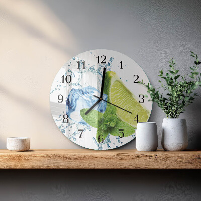 Wanduhr glas rund Limette und Minze