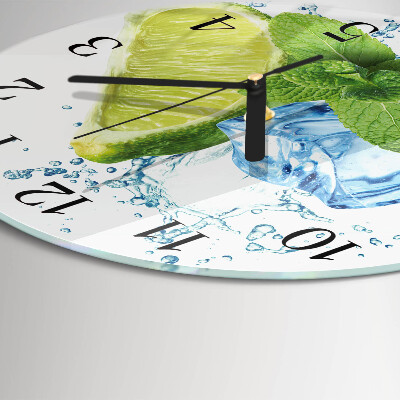 Wanduhr glas rund Limette und Minze
