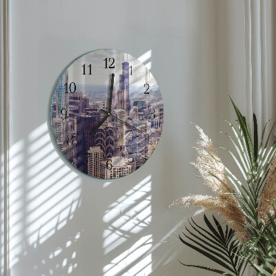 Runde wanduhr aus glas Horizont