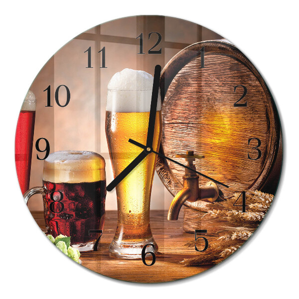 Runde wanduhr aus glas Ein Fass Bier