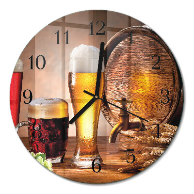 Runde wanduhr aus glas Ein Fass Bier