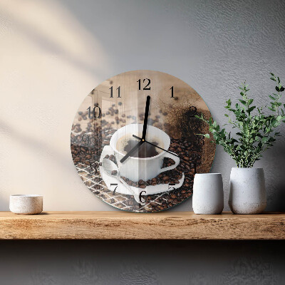 Glas wanduhr mit motiv rund Eine Tasse Kaffee