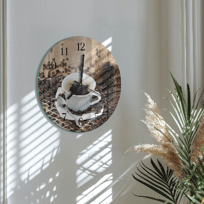 Glas wanduhr mit motiv rund Eine Tasse Kaffee