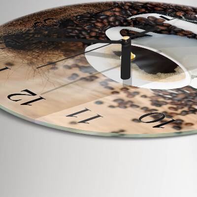 Glas wanduhr mit motiv rund Eine Tasse Kaffee