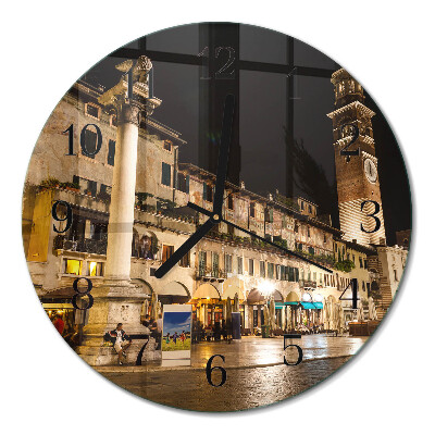 Glas wanduhr mit motiv rund Nachtstadt