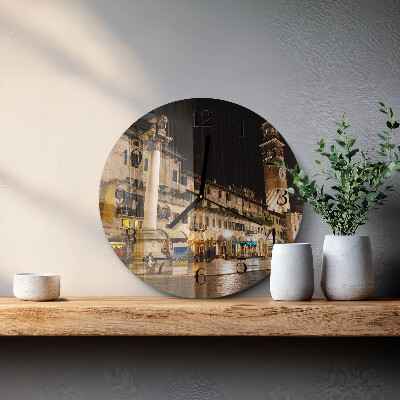 Glas wanduhr mit motiv rund Nachtstadt