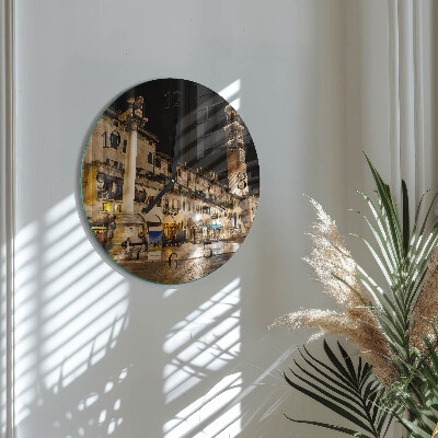 Glas wanduhr mit motiv rund Nachtstadt
