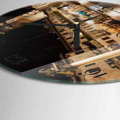 Glas wanduhr mit motiv rund Nachtstadt