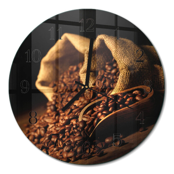 Wanduhr glas rund Kaffeebohnen
