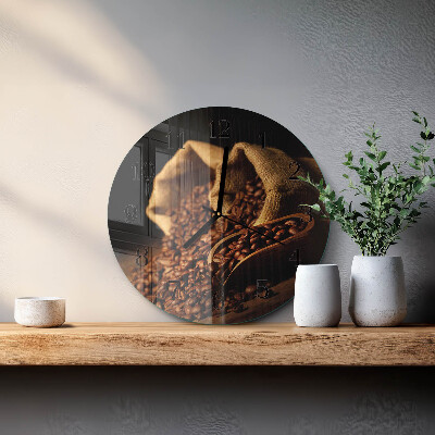 Wanduhr glas rund Kaffeebohnen